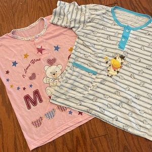 2 piece cute pink and blue T-shirt